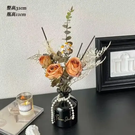 假花裝飾 橙玫瑰